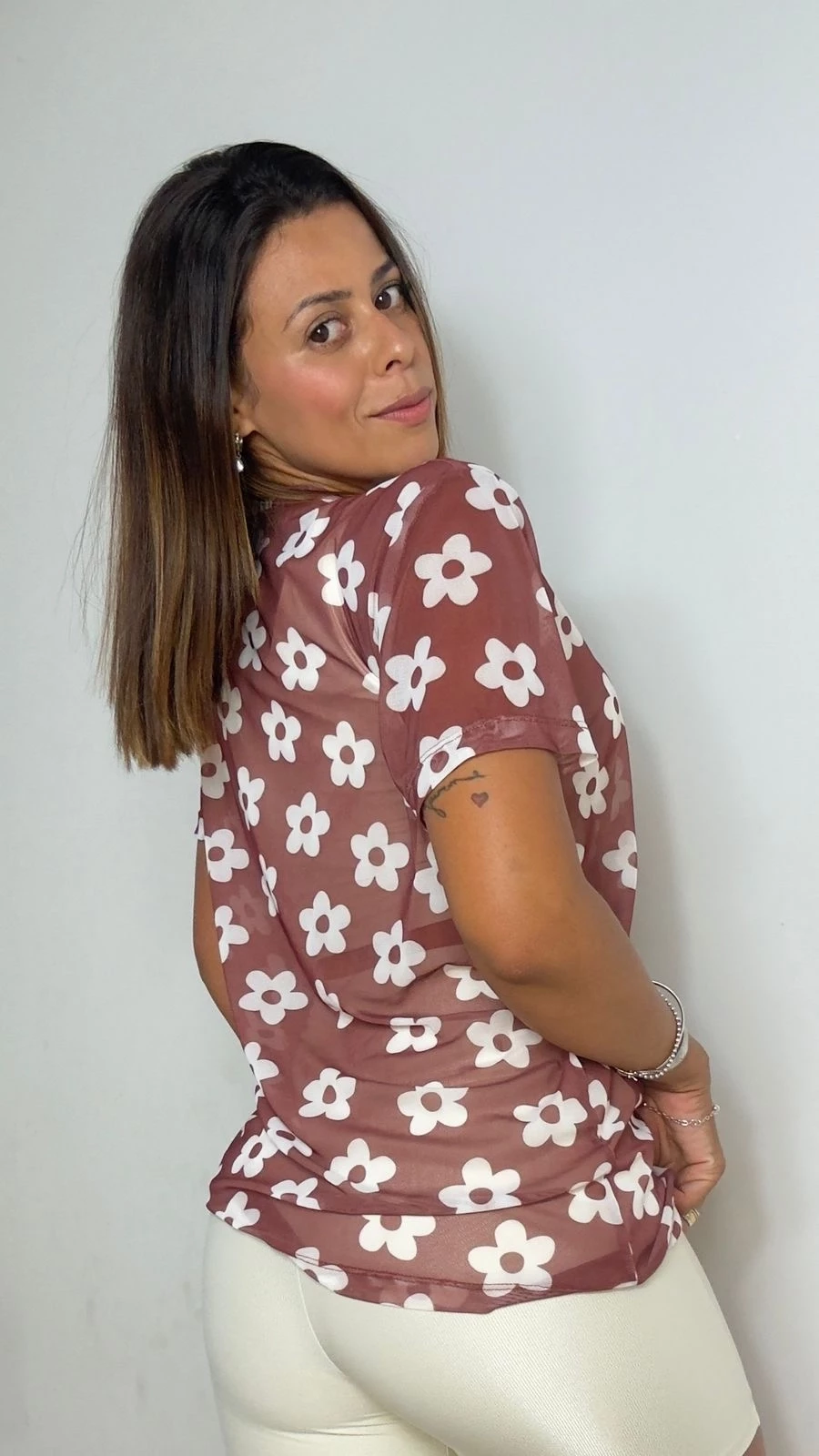 Blusão estampado floral coffe