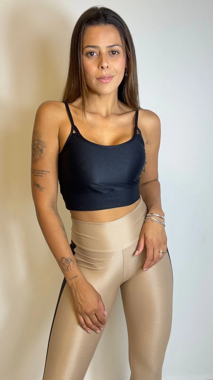 Conjunto calça bicolor maxxi black/cappuccino
